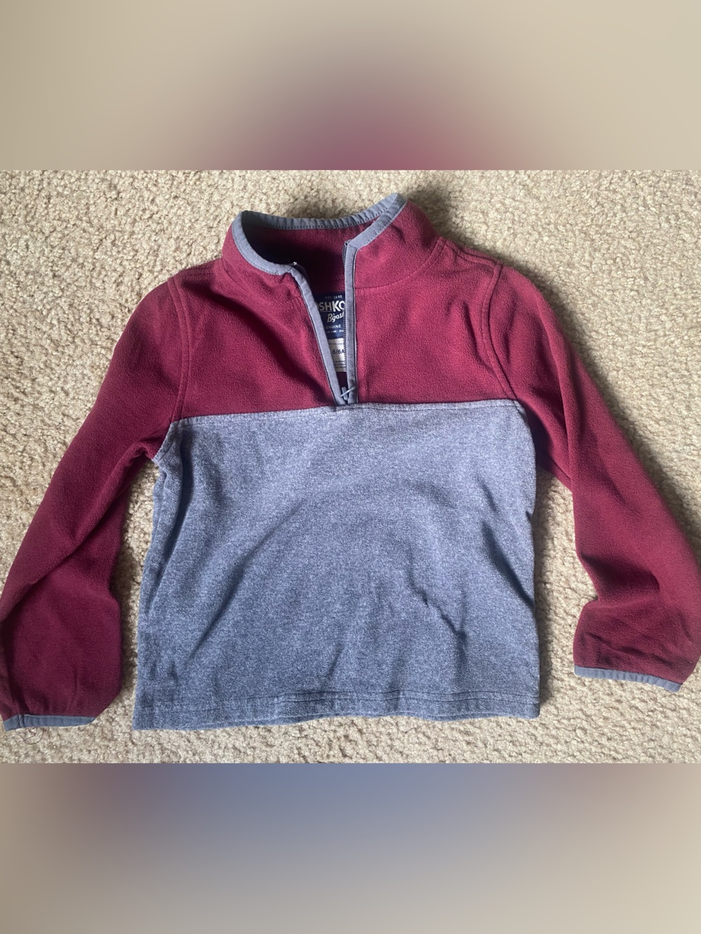 OshKosh B’gosh - Two-Tone Quarter-Zip Sweater - Burgundy and Gray